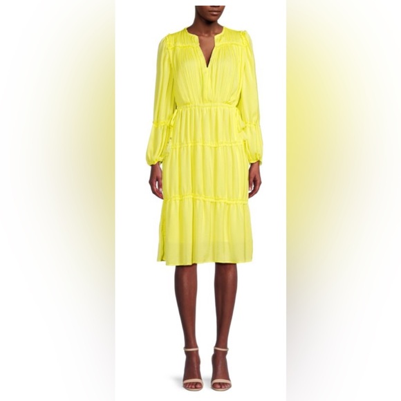 T TAHARI Cinched Waist Tiered Midi Dress, XL - Picture 3 of 11